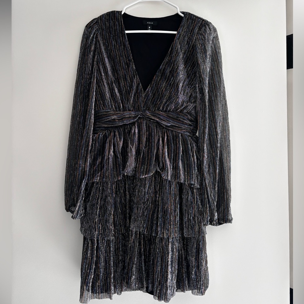 Aqua Metallic Mini Dress NWT Size M Multicolor Thread Party Dress
